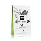 Eine weiß-grüne Dose LPG - 14 Tage Express Bio Abnehmtee mit botanischen Motiven, gekennzeichnet als Bio-Abnehmtee von LPG mit 28 Beuteln für ein 14-Tage-Programm.