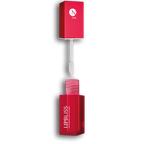 Eine rote Tube NEAUVIA NLINE Lip Bliss mit geöffneter Kappe und einem weißen Applikator, der über die offene Flasche gehalten wird, vor einem weißen Hintergrund.