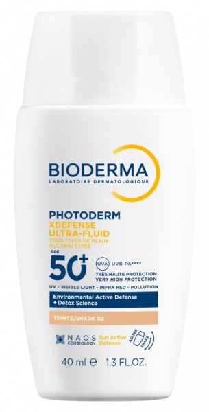 Bioderma - PHOTODERM XDEFENSE LSF50+ 02 / Tägliche Detox-Sonnenpfl ege / Hell getönt